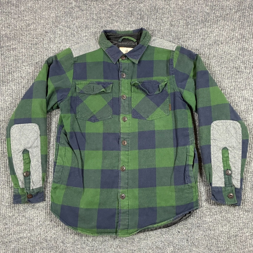 Legendary Whitetails Mens Size M Green Blue Plaid Lined Flannel Shirt Jacket